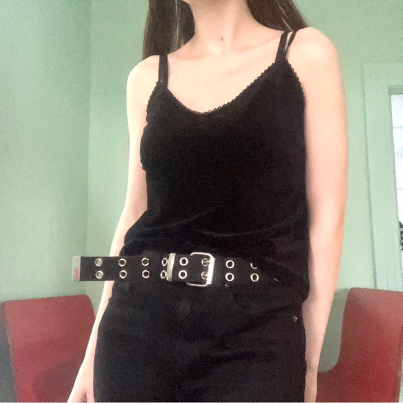 Killstar Tops Vintage 9s Y2k Goth Black Velvet Lace Cami Tank Top